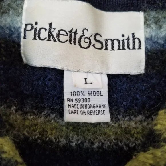 Vintage Wool Sweater Blue & Green Size Large - Picture 8 of 9